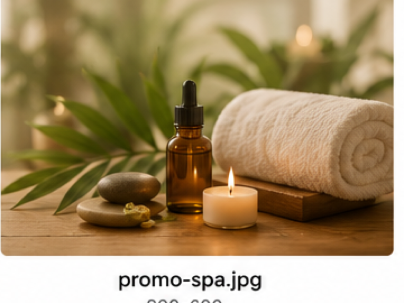 Spa products and candles for a first visit promotion